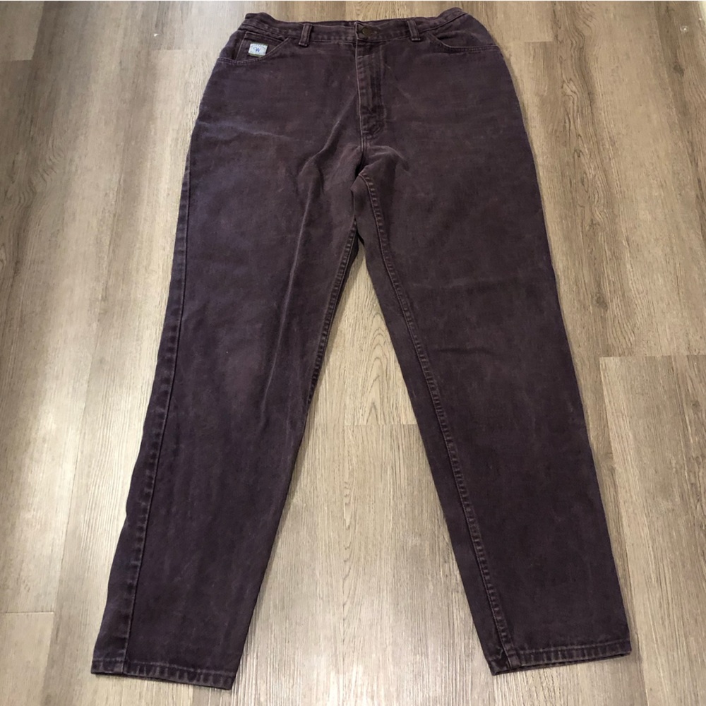 Vintage 90s Wrangler For Women High Rise Mom Jeans 14x32 Dark Purple‎ Plum